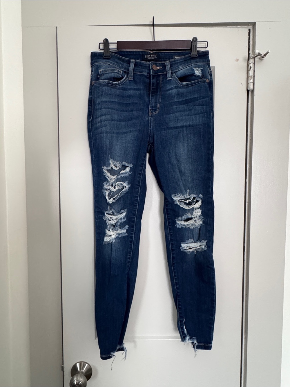 Judy Blue Dark Blue Distressed Skinny Jeans